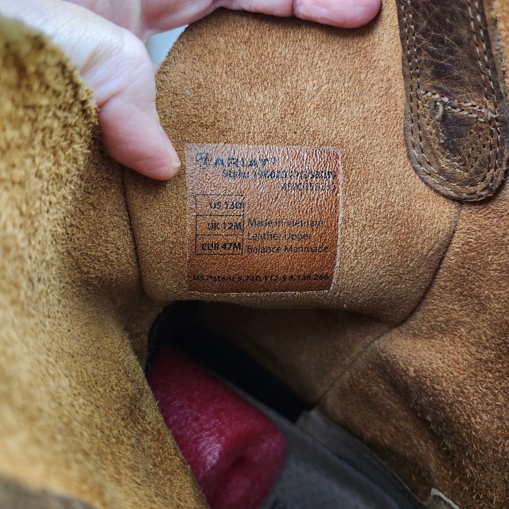 Ariat Rambler Mens‎ Brown Distressed Leather Square Toe Western Boots 13 D - Picture 9 of 12